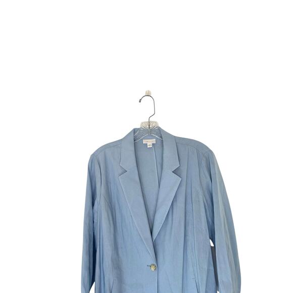 J.‎ Jill Love Linen Blue Relaxed Langenlook Coastal Grandma Linen Blazer Medium - Picture 3 of 13